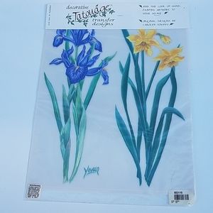 Tatouage Flowers iris, rose, pansies, daffodils